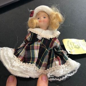 Fancy Friends Porcelain Body, doll w/Plaid Dress